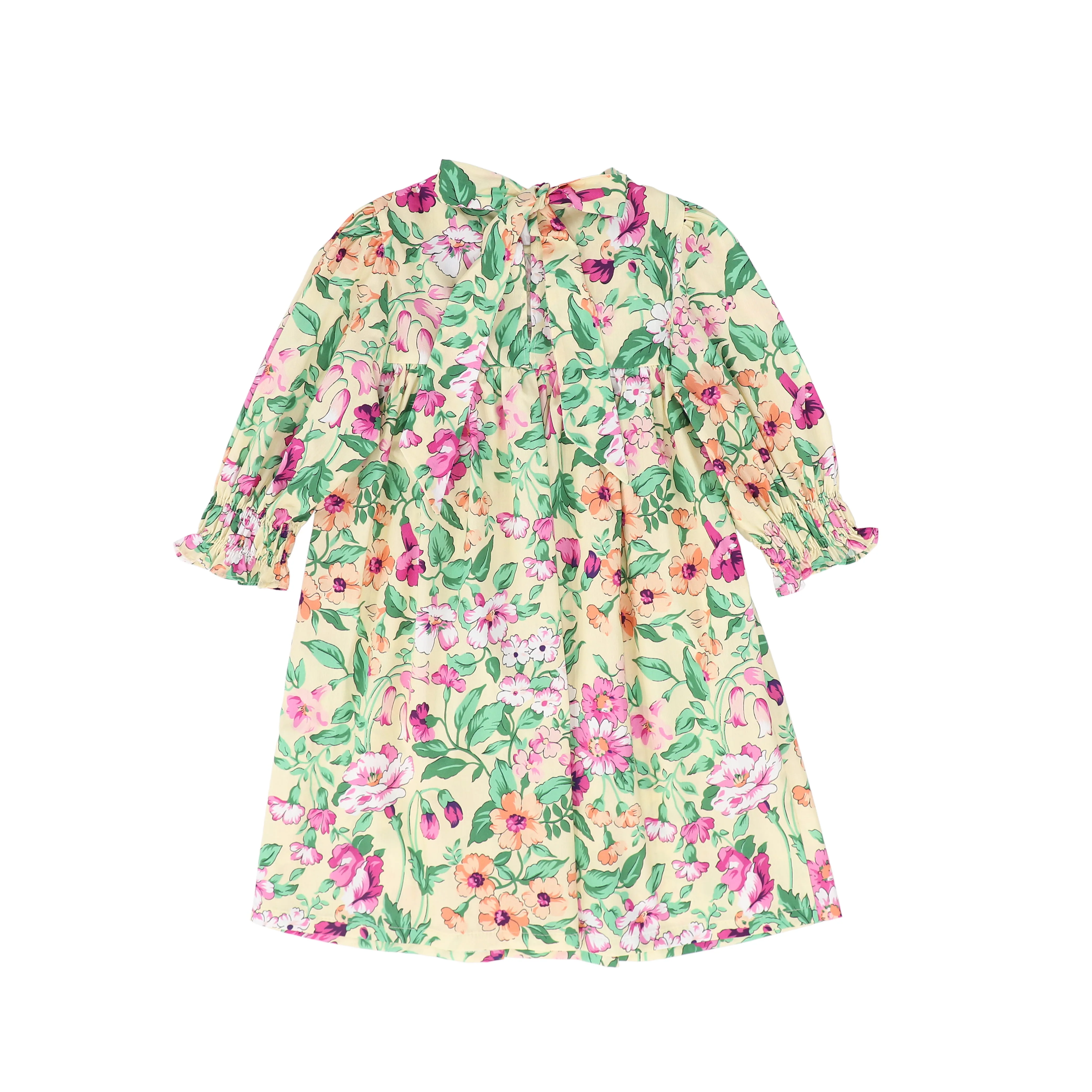 PICCOLA LUDO PEACH/GREEN FLORAL SMOCKED DRESS [FINAL SALE] - Image 2