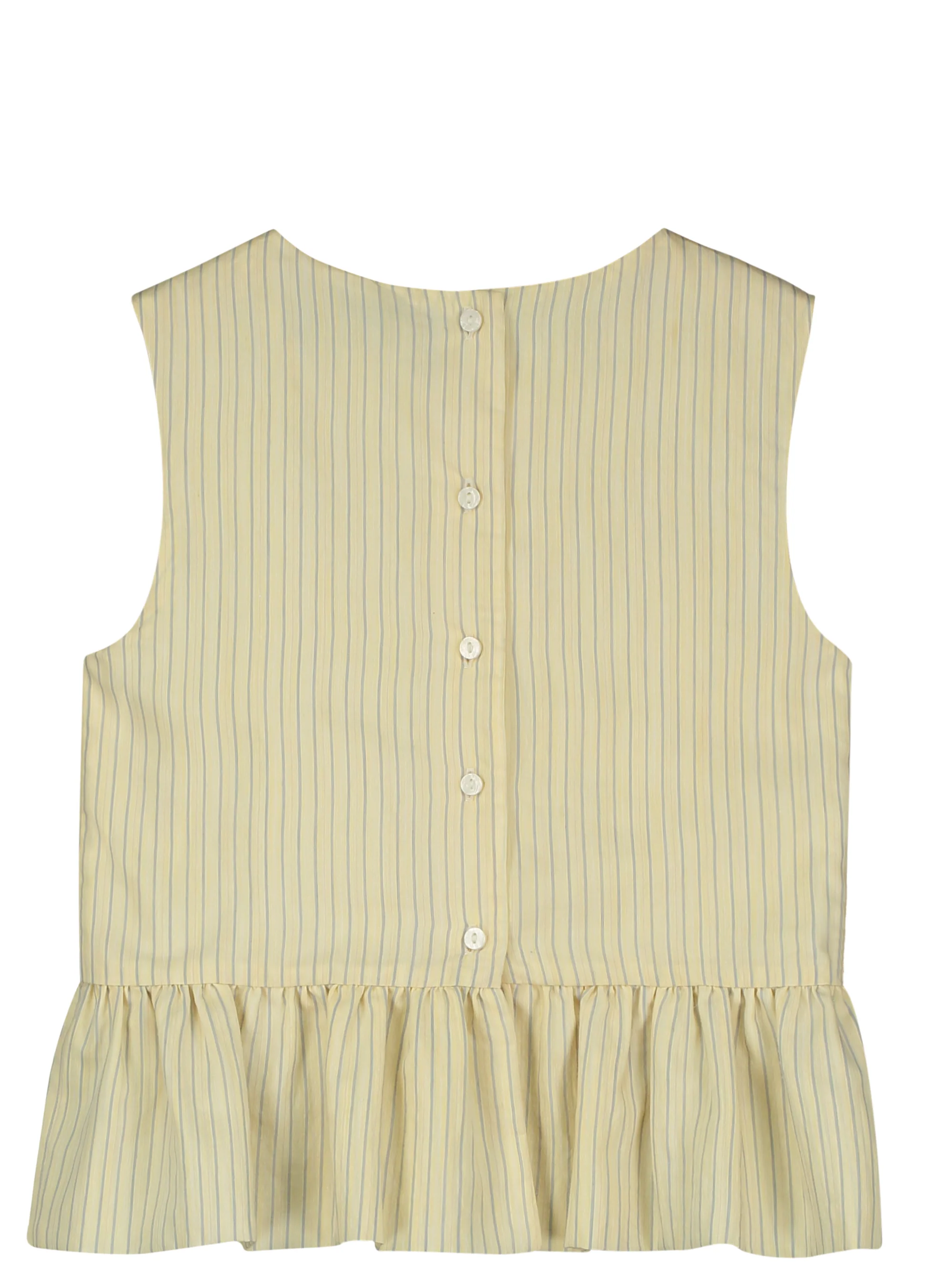 TANGERINE YELLOW/BLUE STRIPED PEPLUM BLOUSE [FINAL SALE] - Image 2