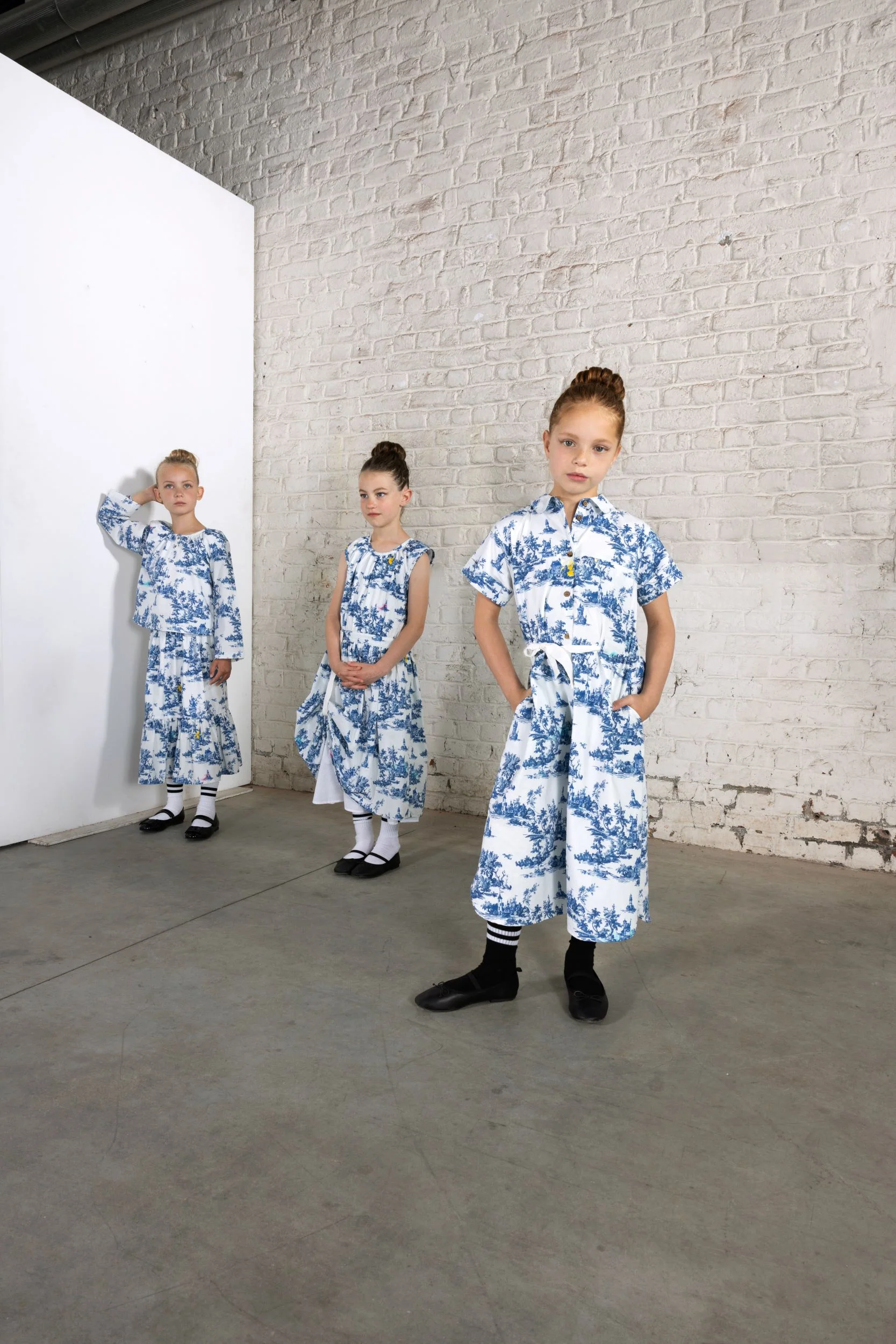 TNTRM BLUE TOILE GATHERED TOP [FINAL SALE] - Image 2