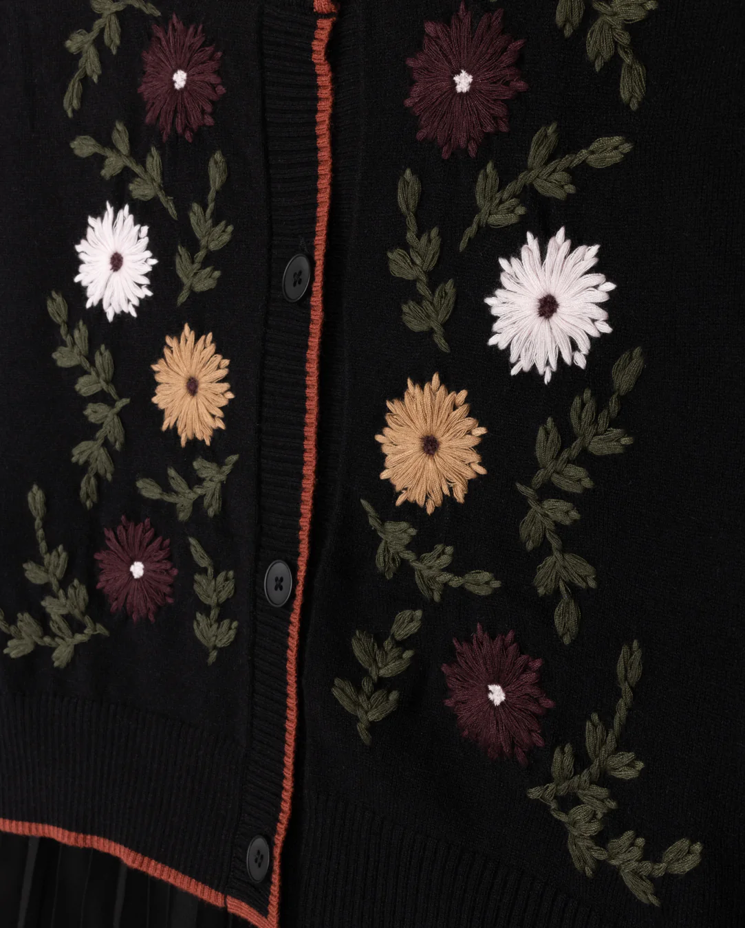 TUSTELLO BLACK EMBROIDERED FLOWER CARDIGAN SLIP DRESS SET [FINAL SALE] - Image 2