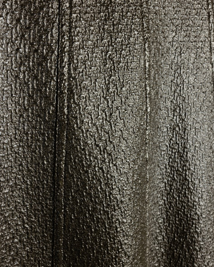 TUSTELLO GREEN TEXTURED LEATHER PANEL MIDI SKIRT [FINAL SALE] - Image 2
