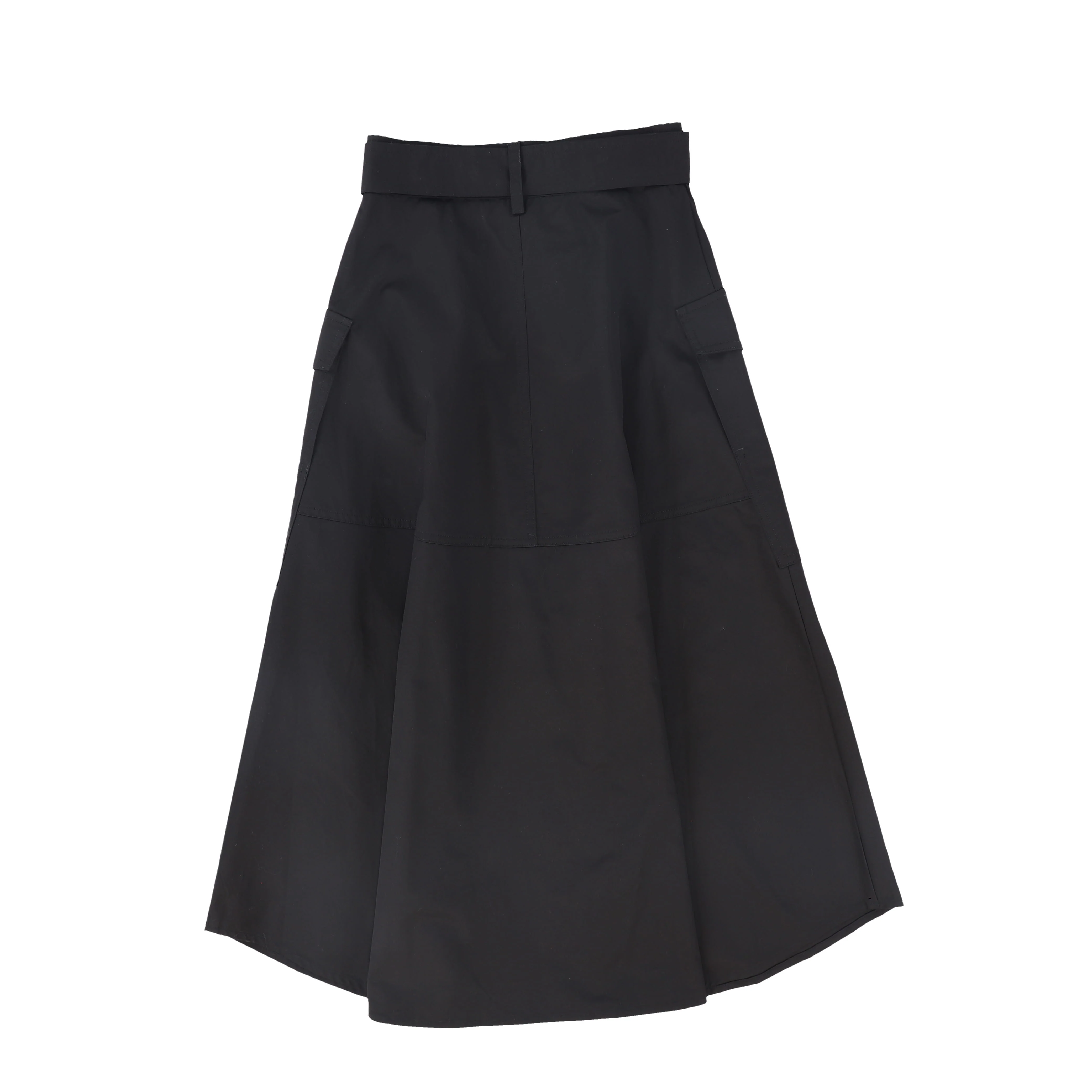 VALENTINA BLACK COTTON BELTED POCKET SKIRT [FINAL SALE] - Image 2