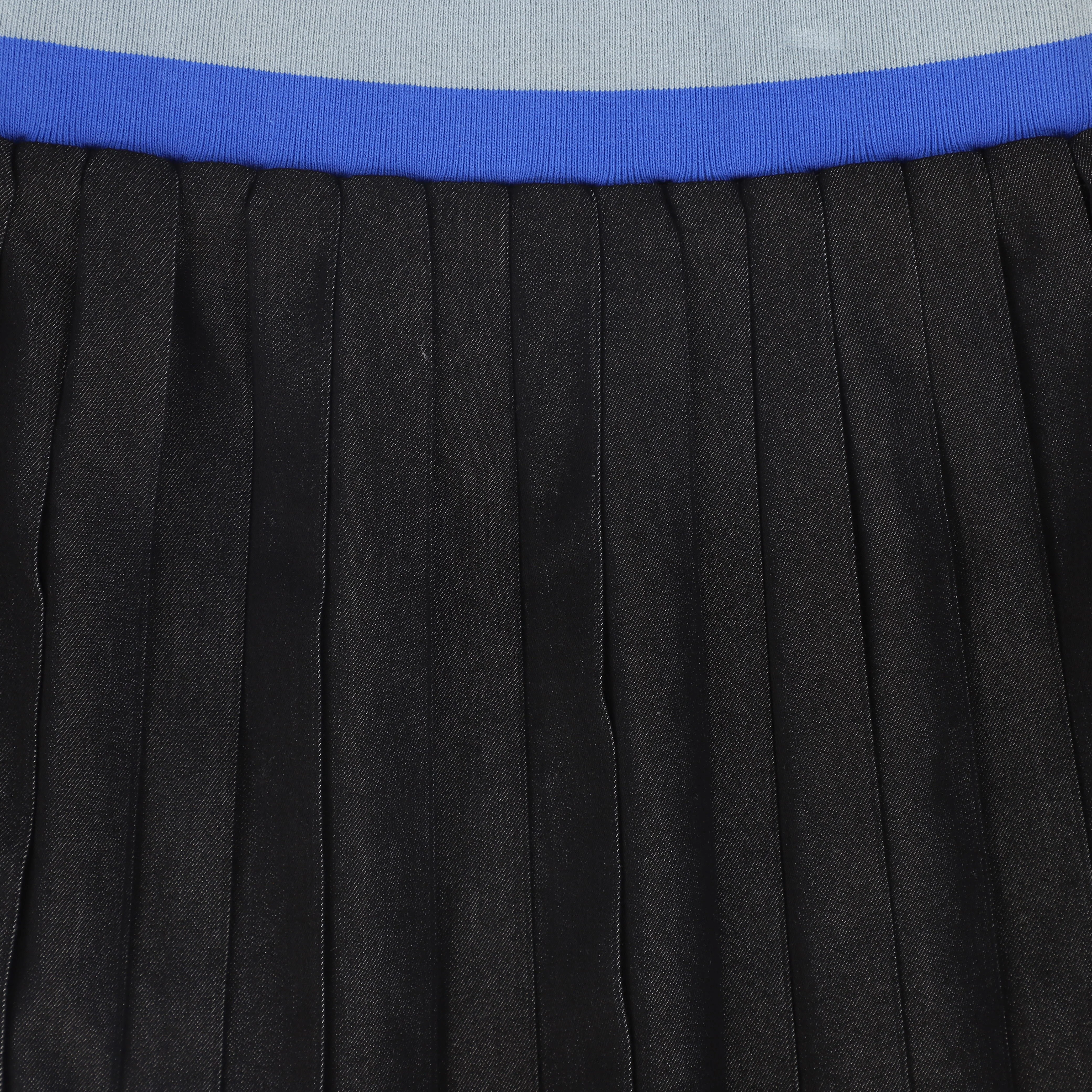 VALENTINA BLACK DENIM PIQUE PLEAT MAXI SKIRT [FINAL SALE] - Image 3