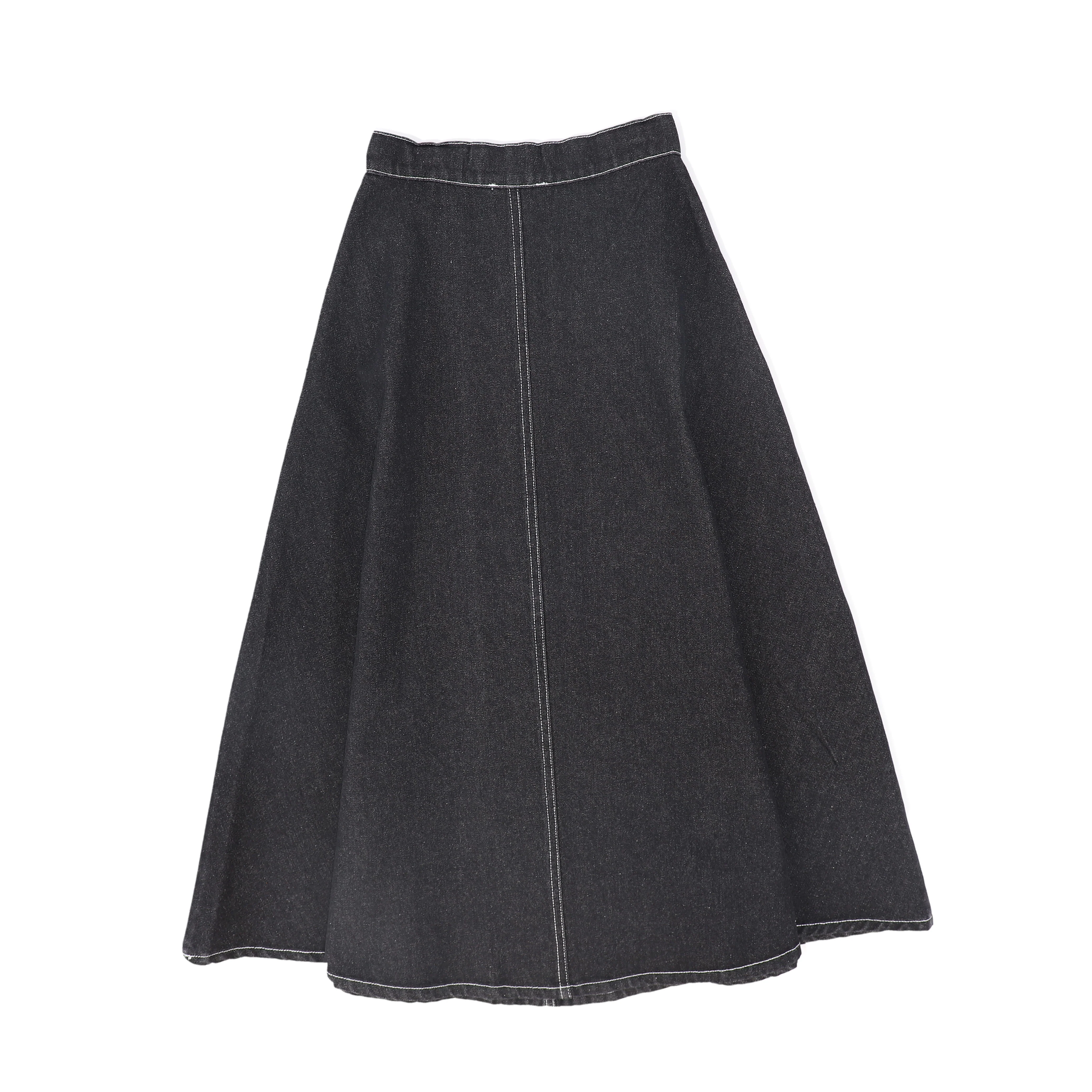 VALENTINA BLACK DENIM FLY FRONT DENIM SKIRT [FINAL SALE] - Image 2