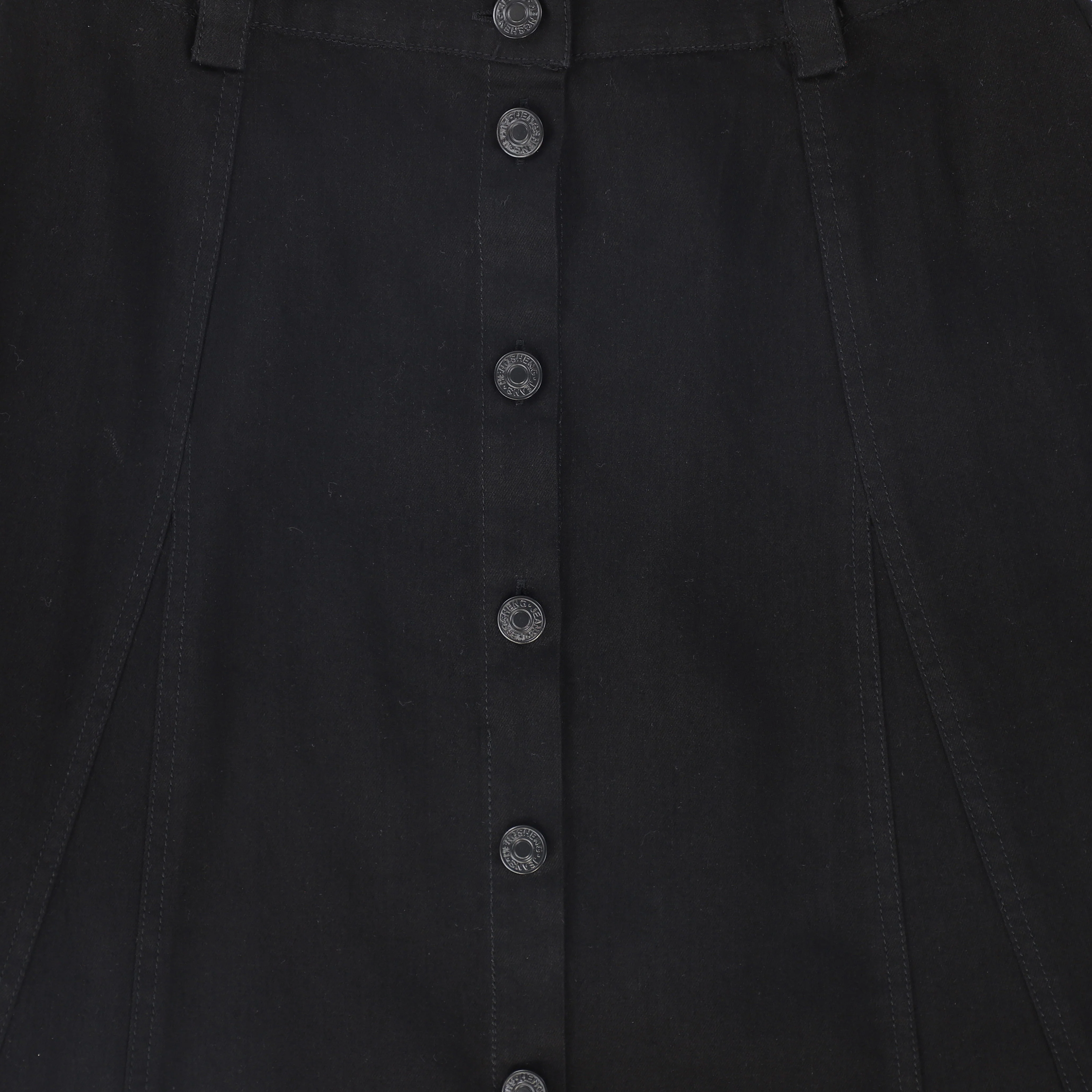 VALENTINA BLACK DENIM PANELED BUTTON SKIRT [FINAL SALE] - Image 3