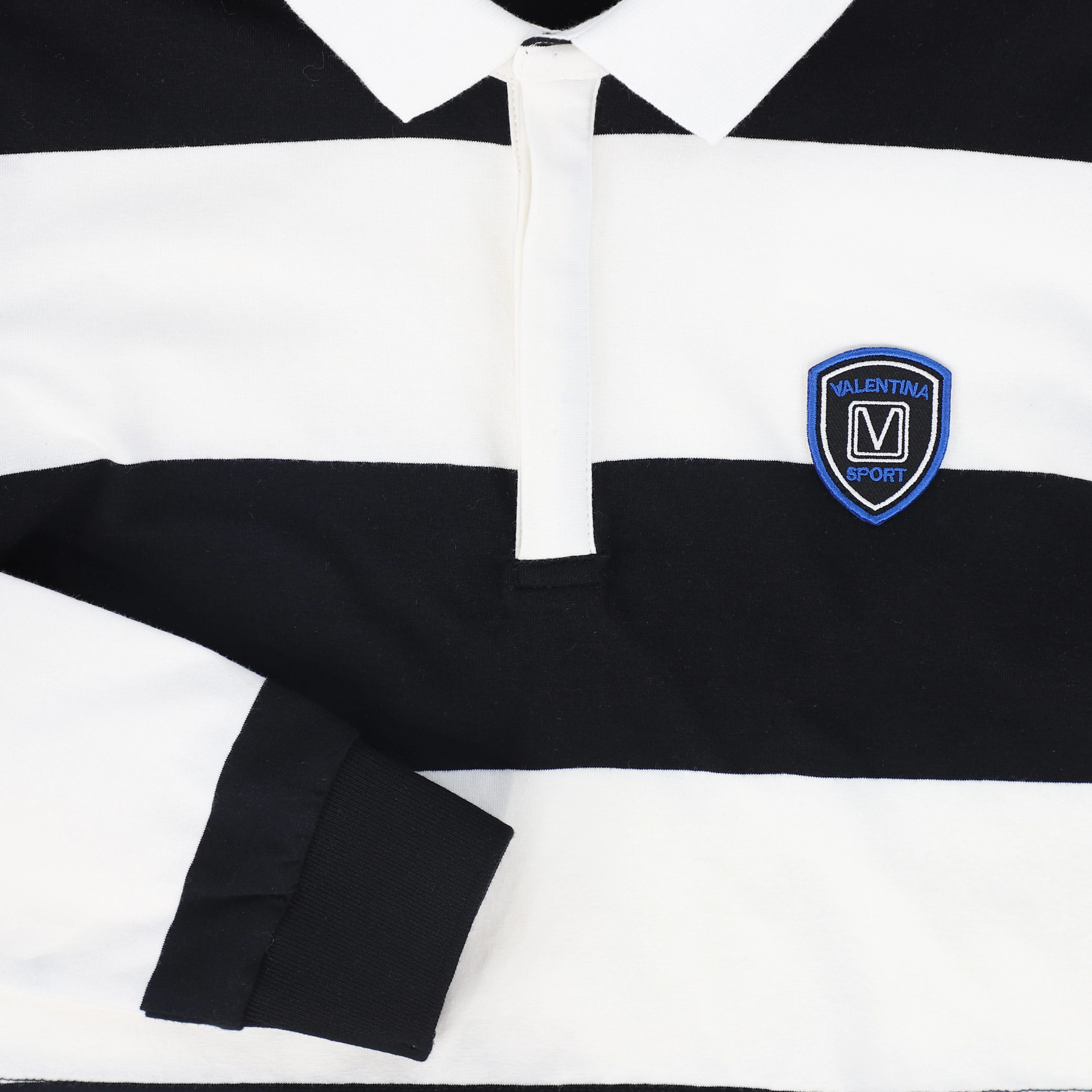 VALENTINA BLACK/WHITE WIDE STRIPE CREST POLO [FINAL SALE] - Image 3