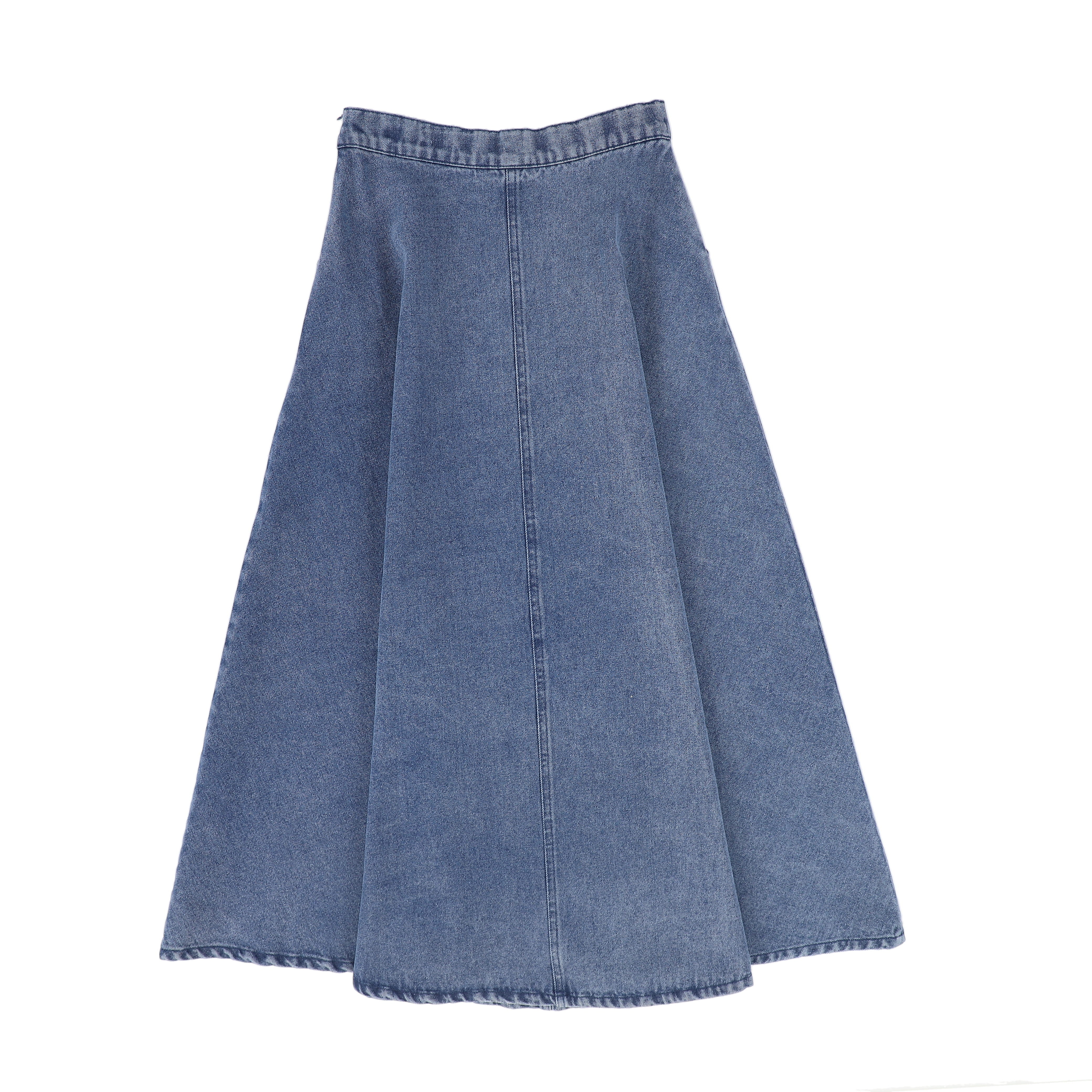 VALENTINA BLUE DENIM SIDE POCKET DENIM MAXI SKIRT [FINAL SALE] - Image 2