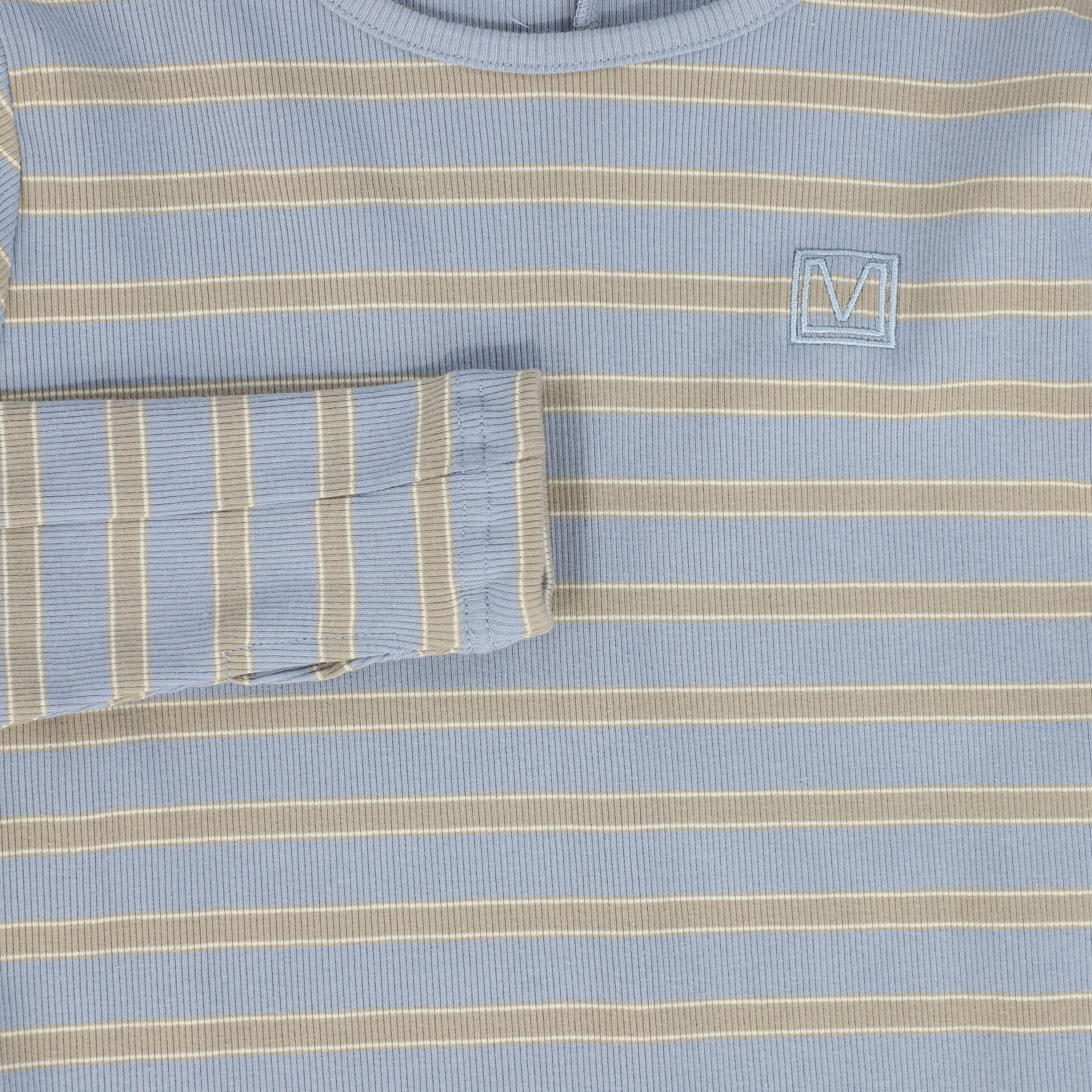 VALENTINA BLUE RIBBED STRIPED TEE [FINAL SALE] - Image 3