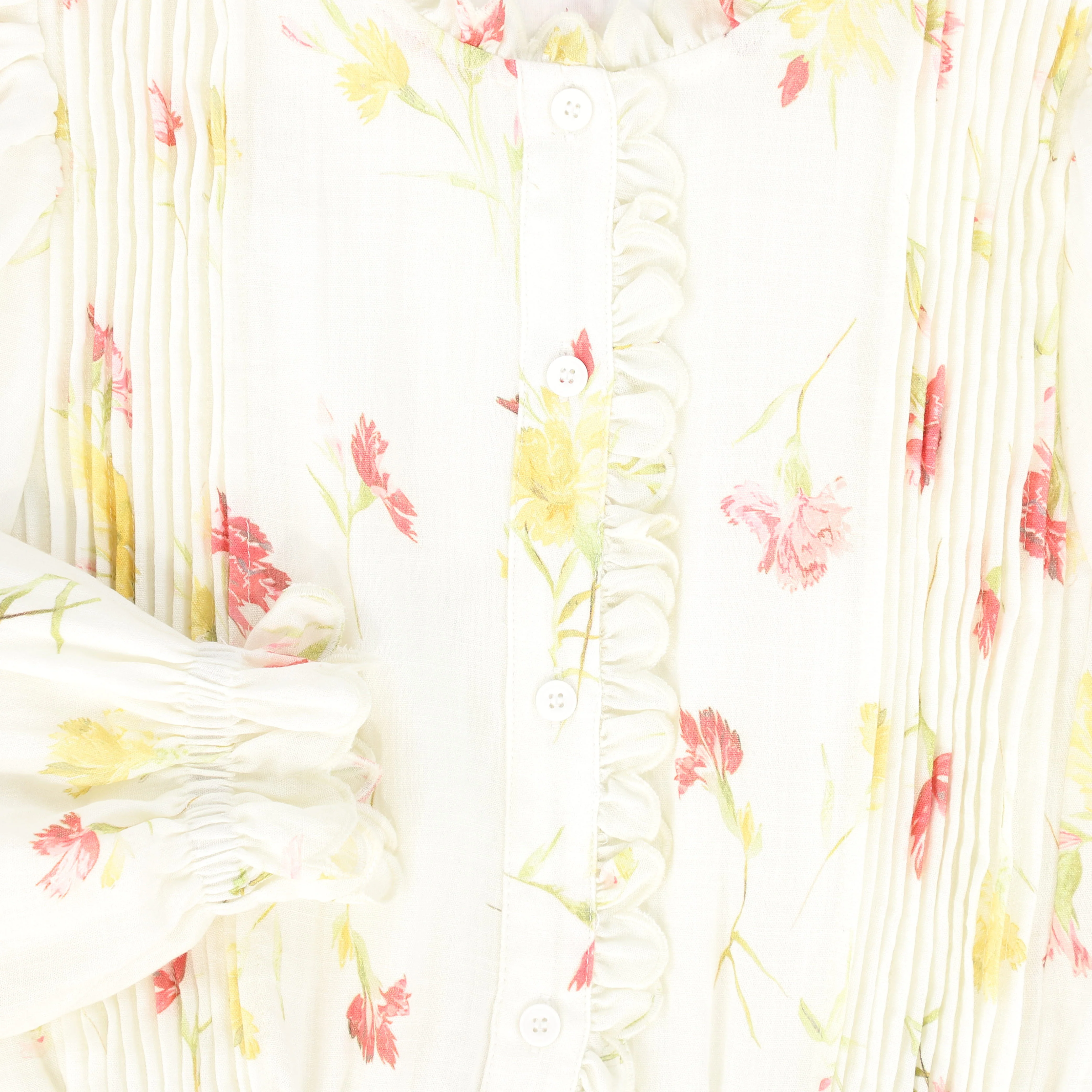 VALENTINA IVORY PETITE FLORAL PUFF SLEEVE DRESS [FINAL SALE] - Image 3