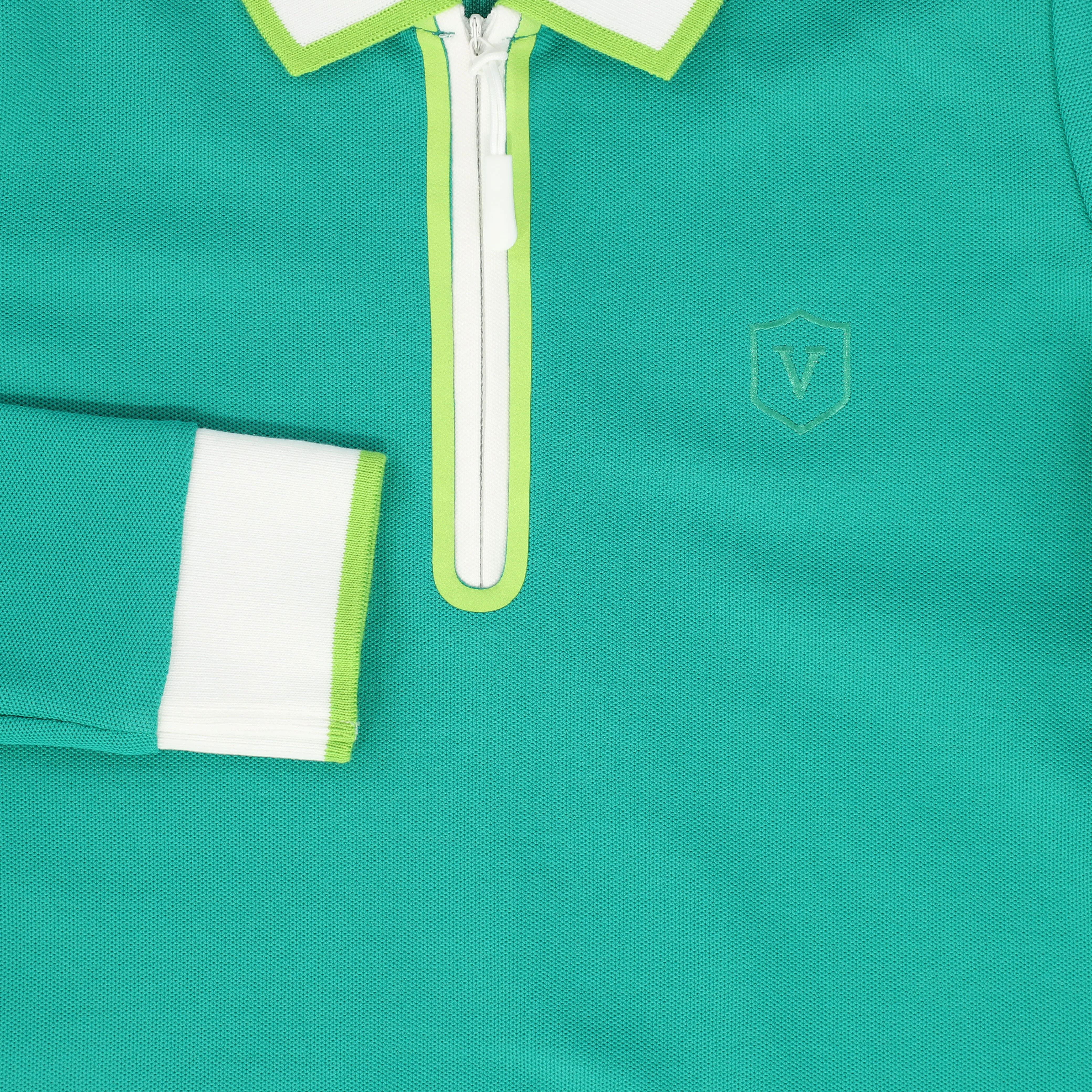 VALENTINA GREEN ZIPPER PIQUE POLO [FINAL SALE] - Image 3