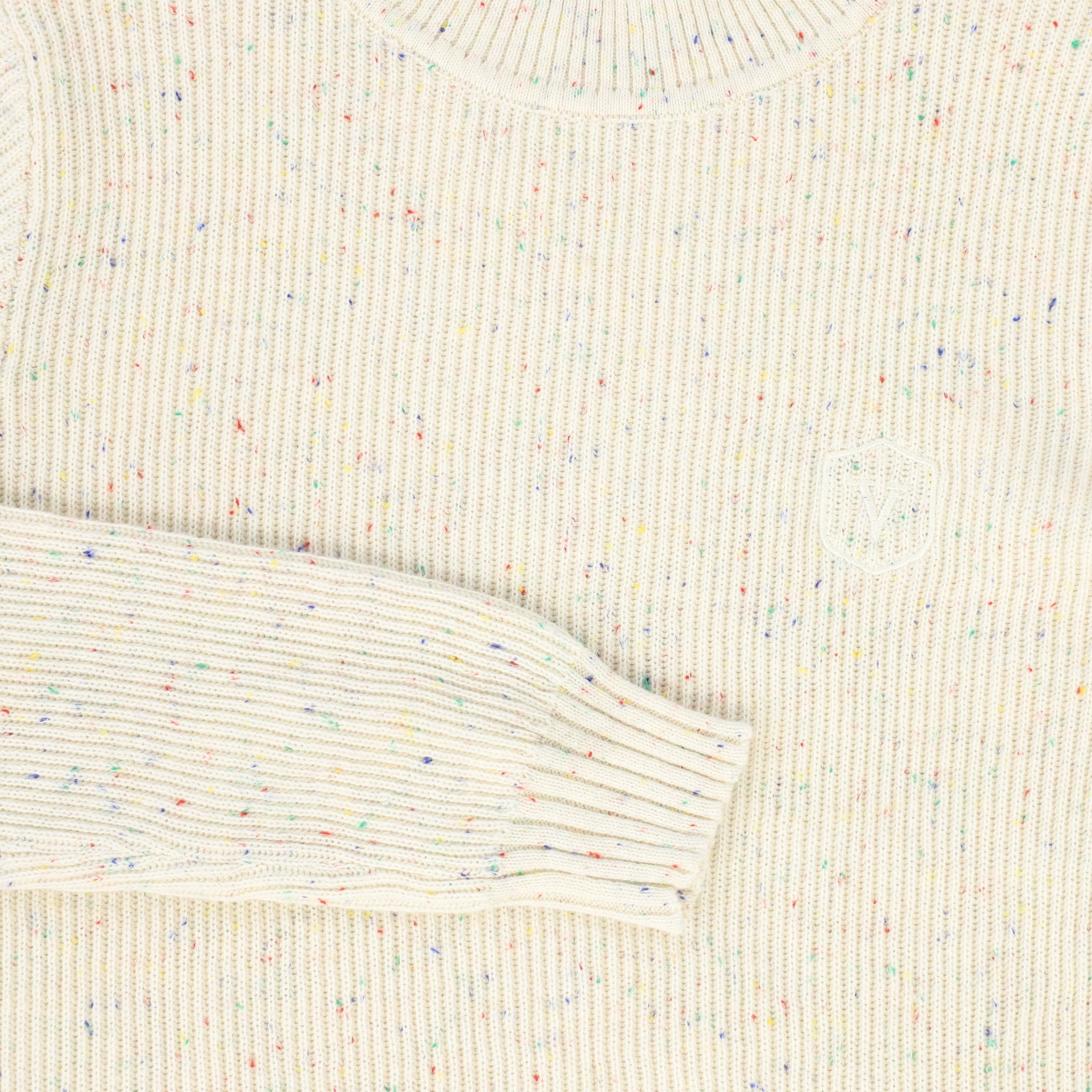 VALENTINA IVORY MELANGE RIBBED MOCK NECK SWEATER [FINAL SALE] - Image 3