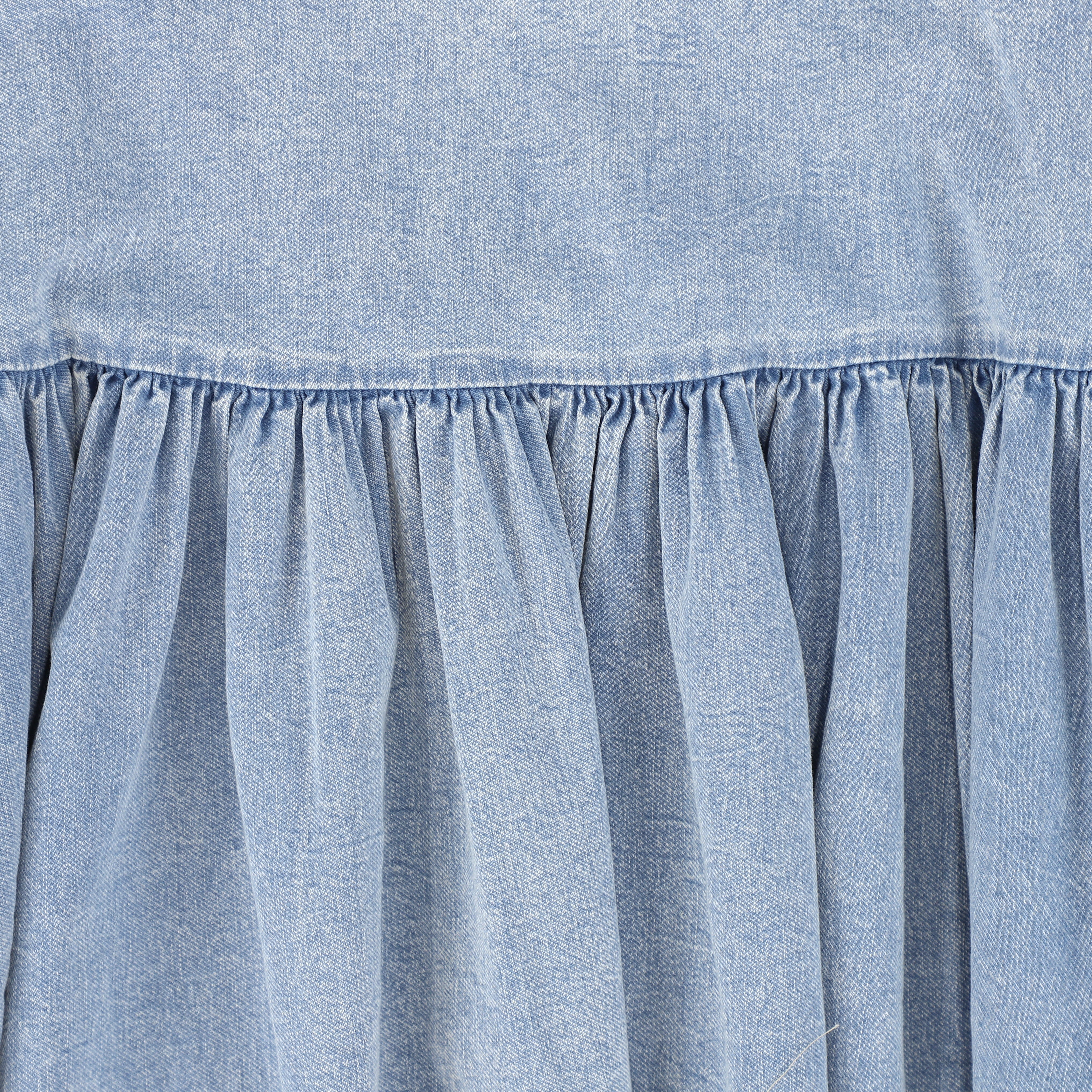 VALENTINA LIGHT BLUE DENIM DROP WAIST PLEAT MAXI SKIRT [FINAL SALE] - Image 3