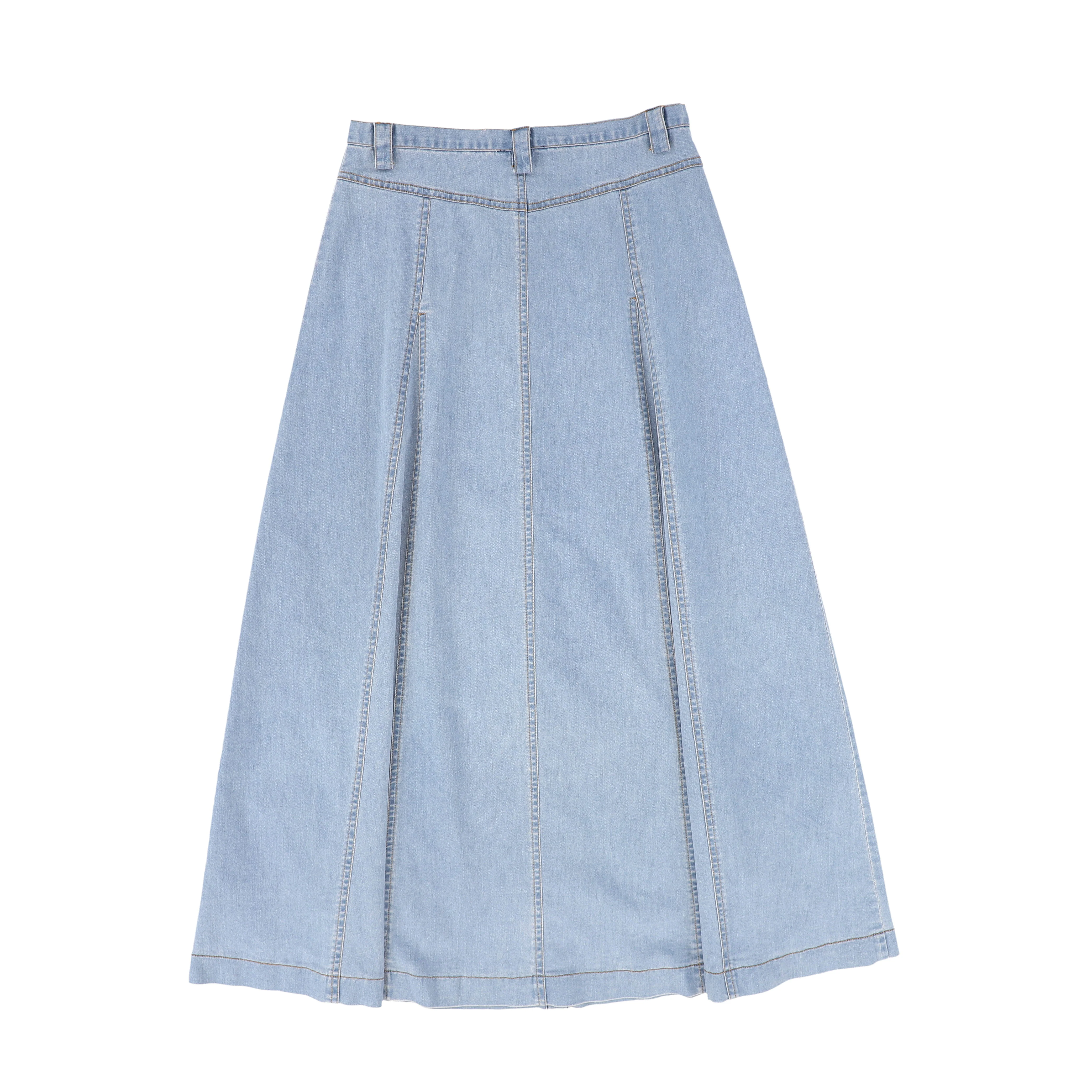 VALENTINA LIGHT BLUE DENIM PANELED BUTTON SKIRT [FINAL SALE] - Image 2