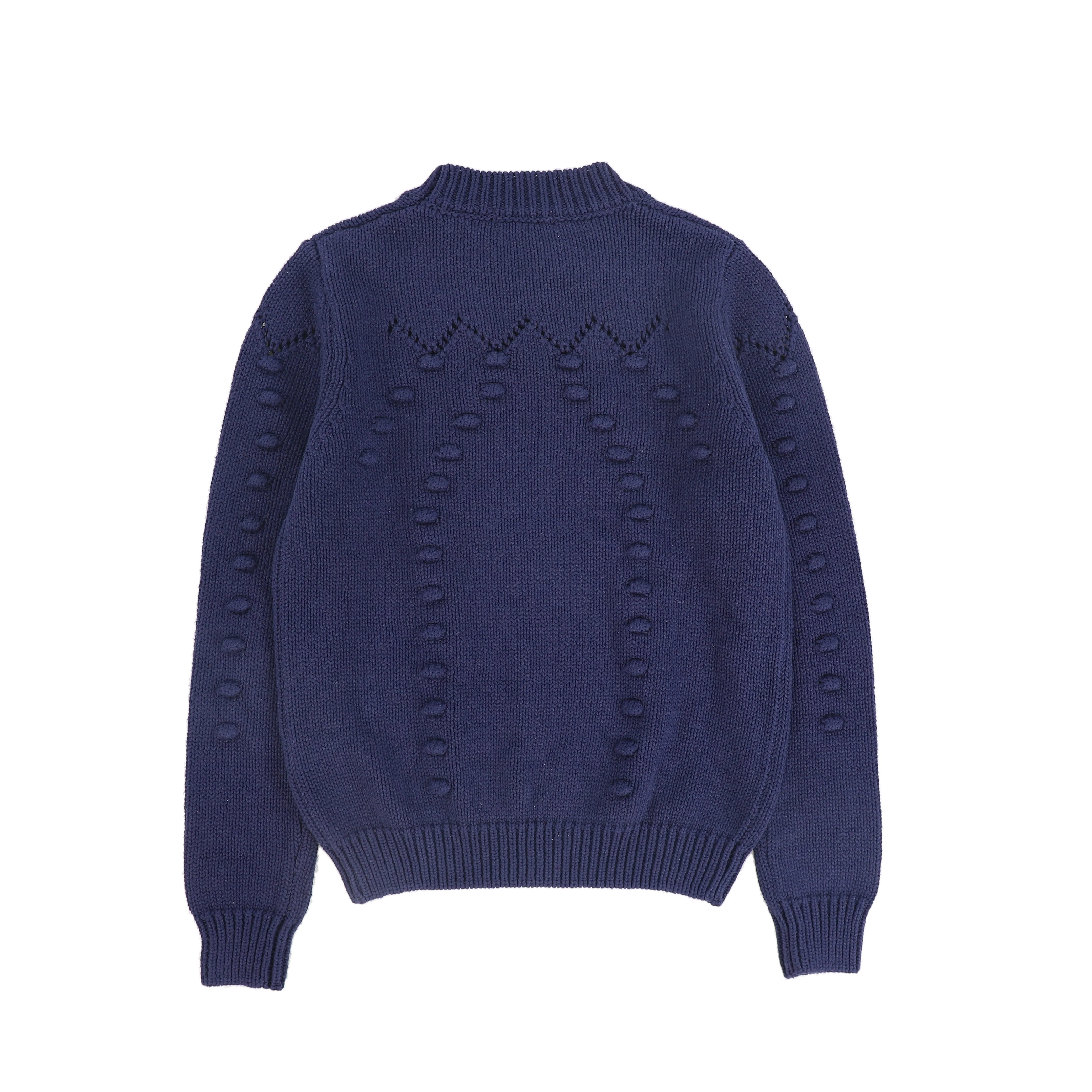 VALENTINA NAVY HEATHERED POM POM SWEATER [FINAL SALE] - Image 2