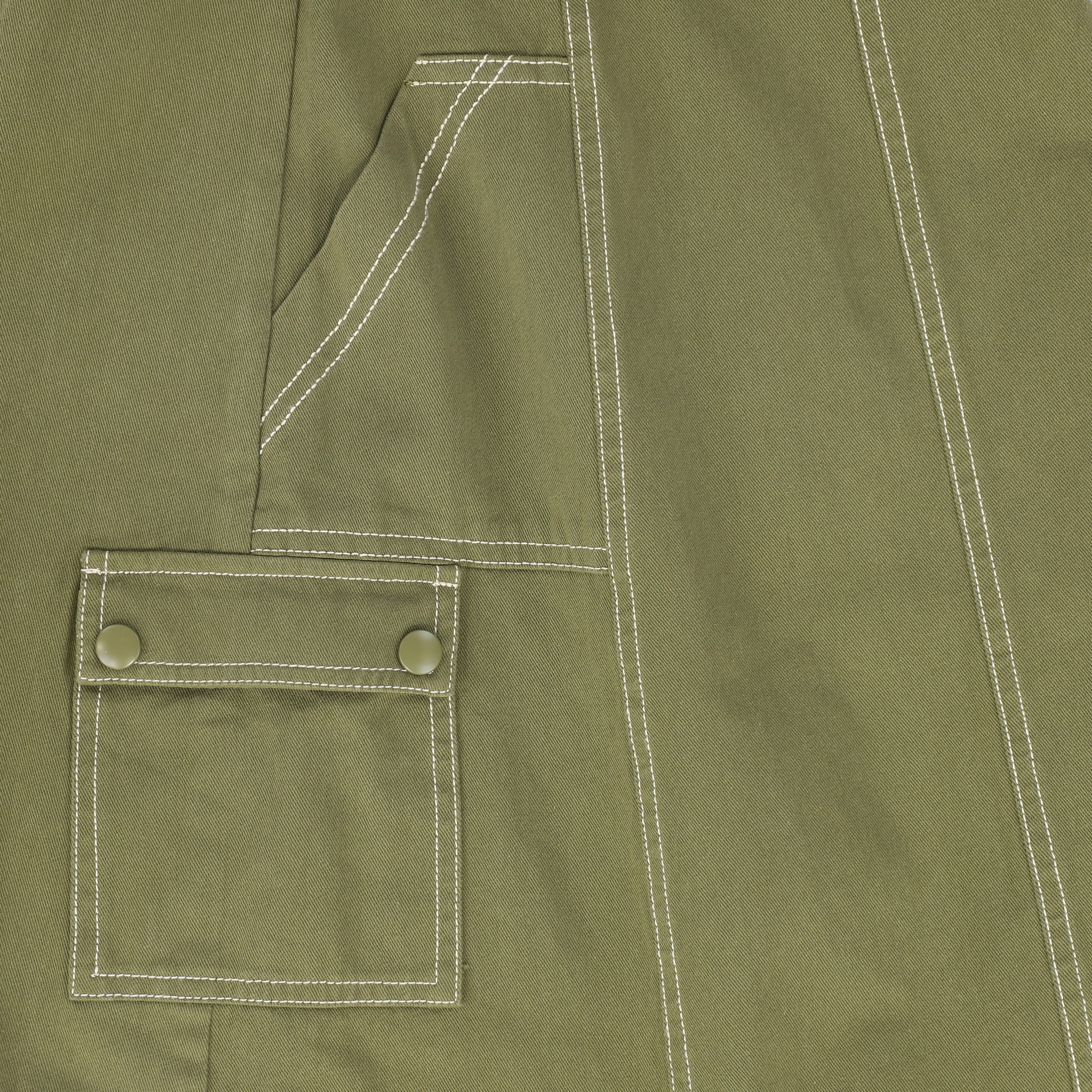 VALENTINA OLIVE CARGO STITCH DETAIL MAXI SKIRT [FINAL SALE] - Image 3