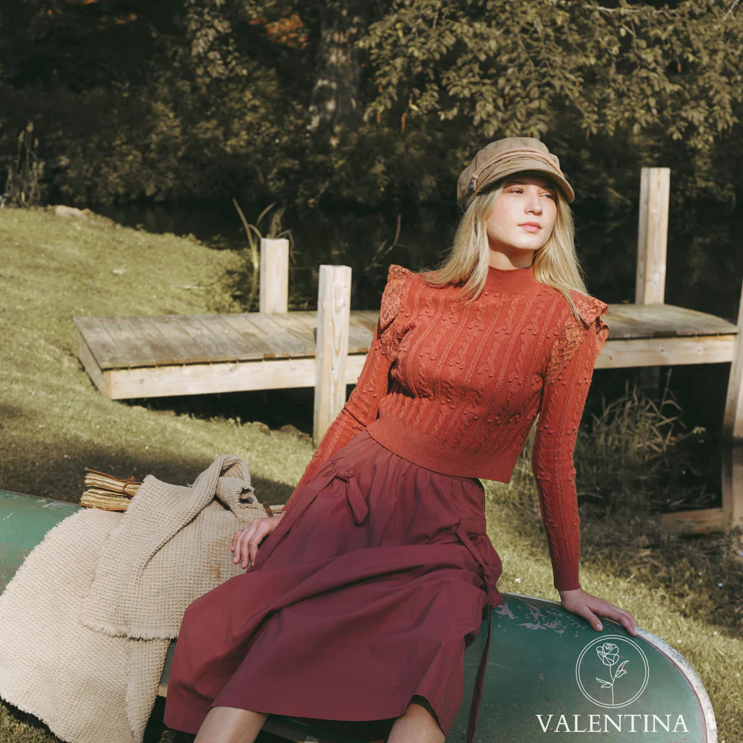 VALENTINA RUST GATHERED TIE MAXI SKIRT [FINAL SALE] - Image 4