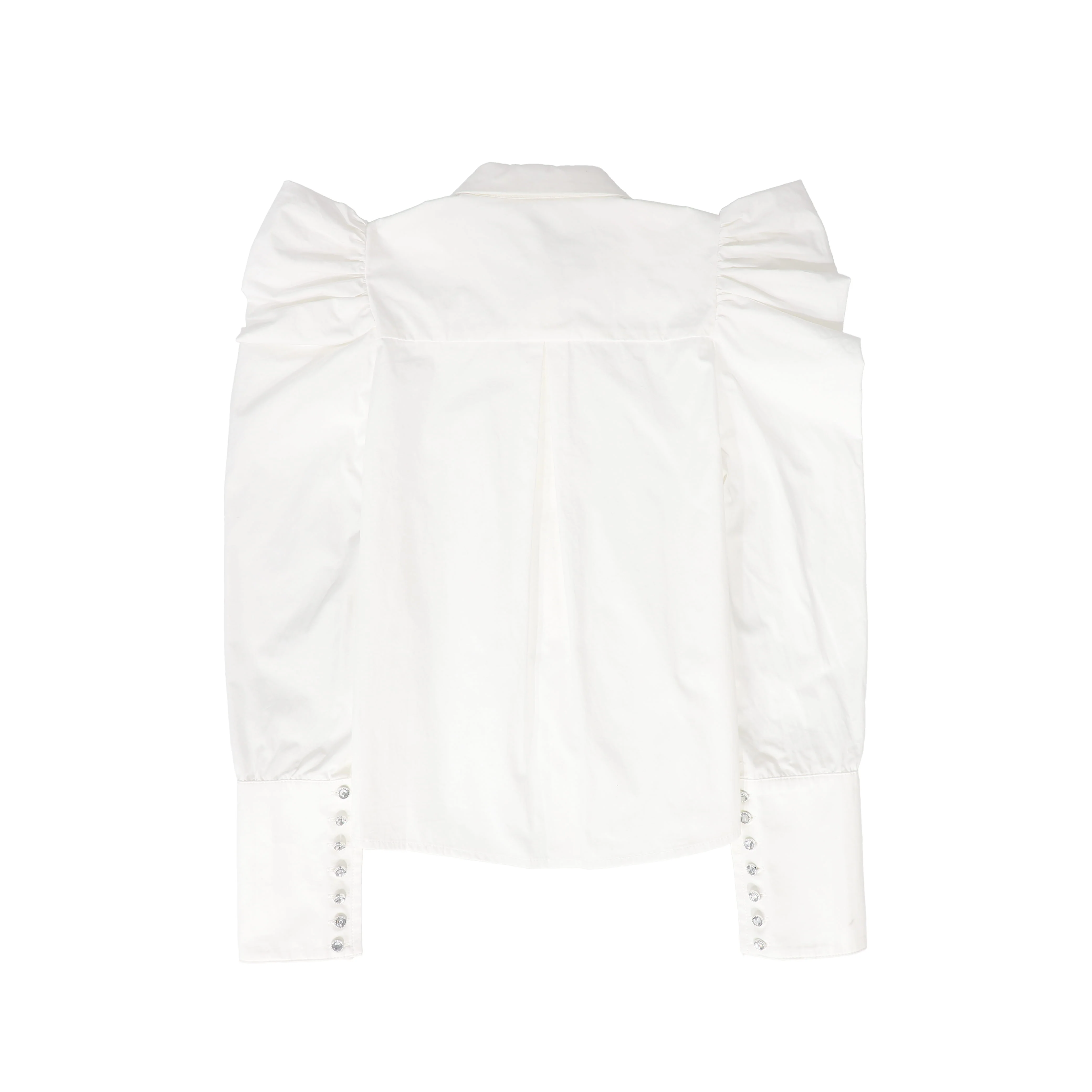 VALENTINA WHITE DIAMOND BUTTON PUFF SHOULDER BLOUSE [FINAL SALE] - Image 2