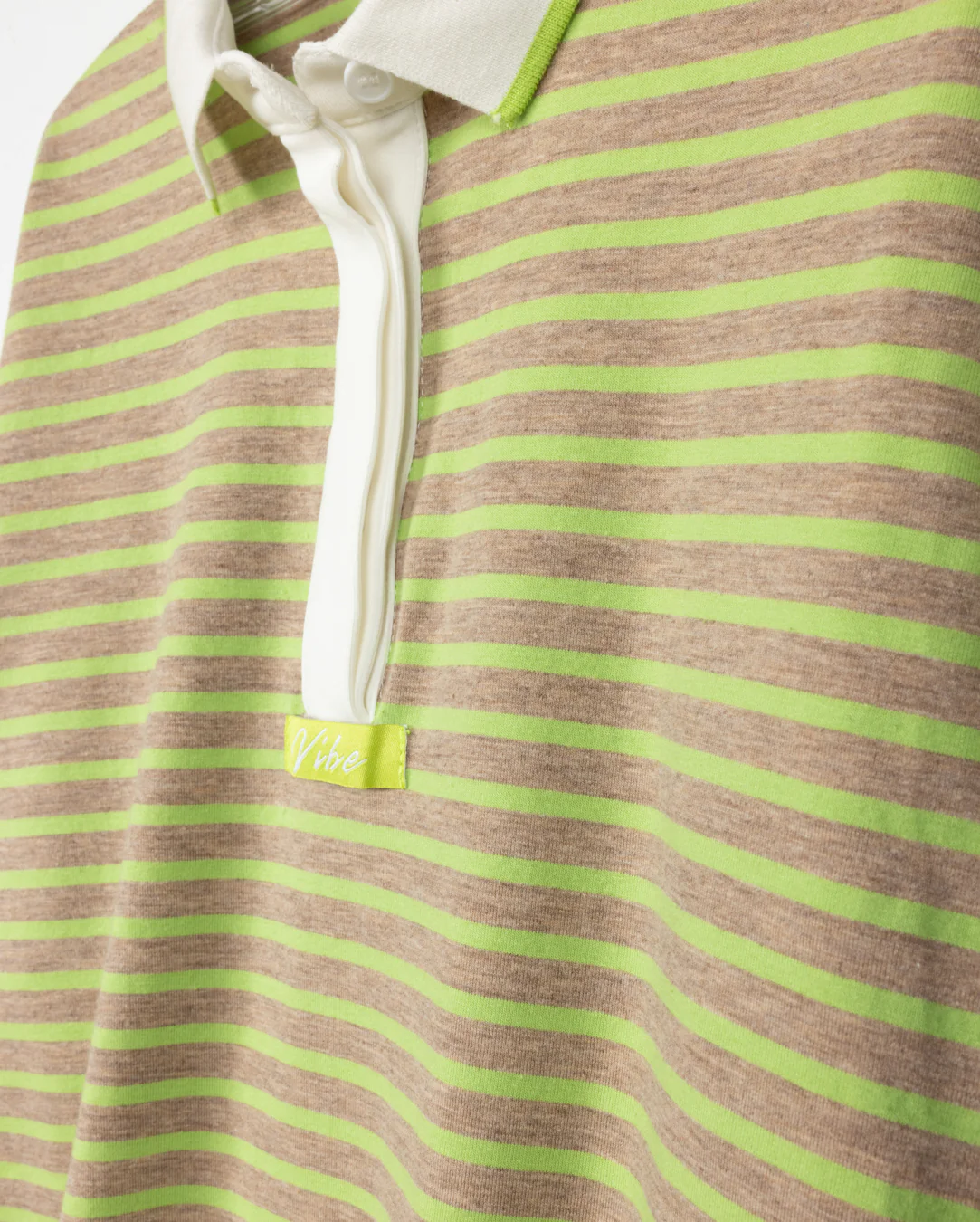 VIBE LIME STRIPE COLLARED T-SHIRT [FINAL SALE] - Image 2