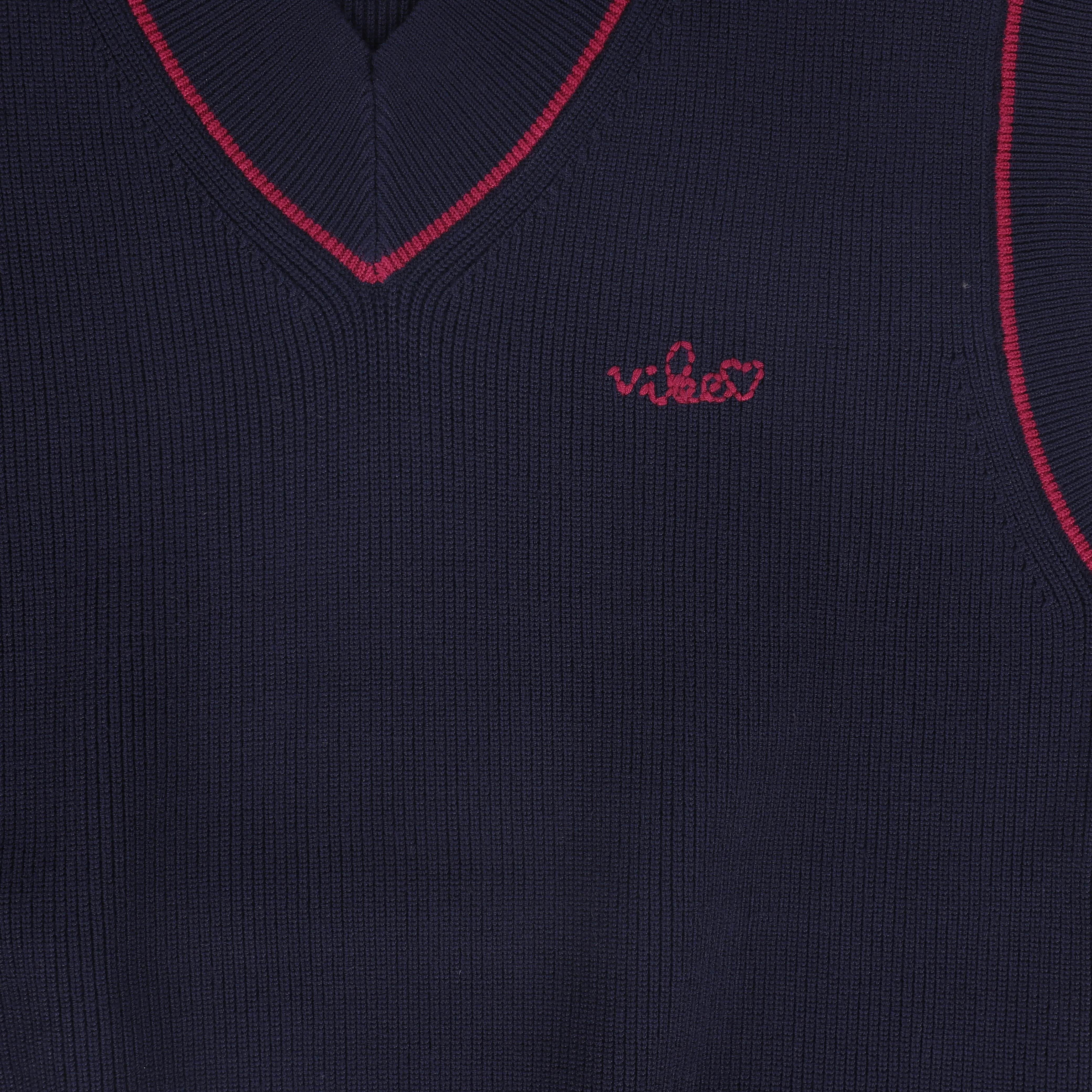 VIBE NAVY HEATHERED KNIT TRIM VEST [FINAL SALE] - Image 2