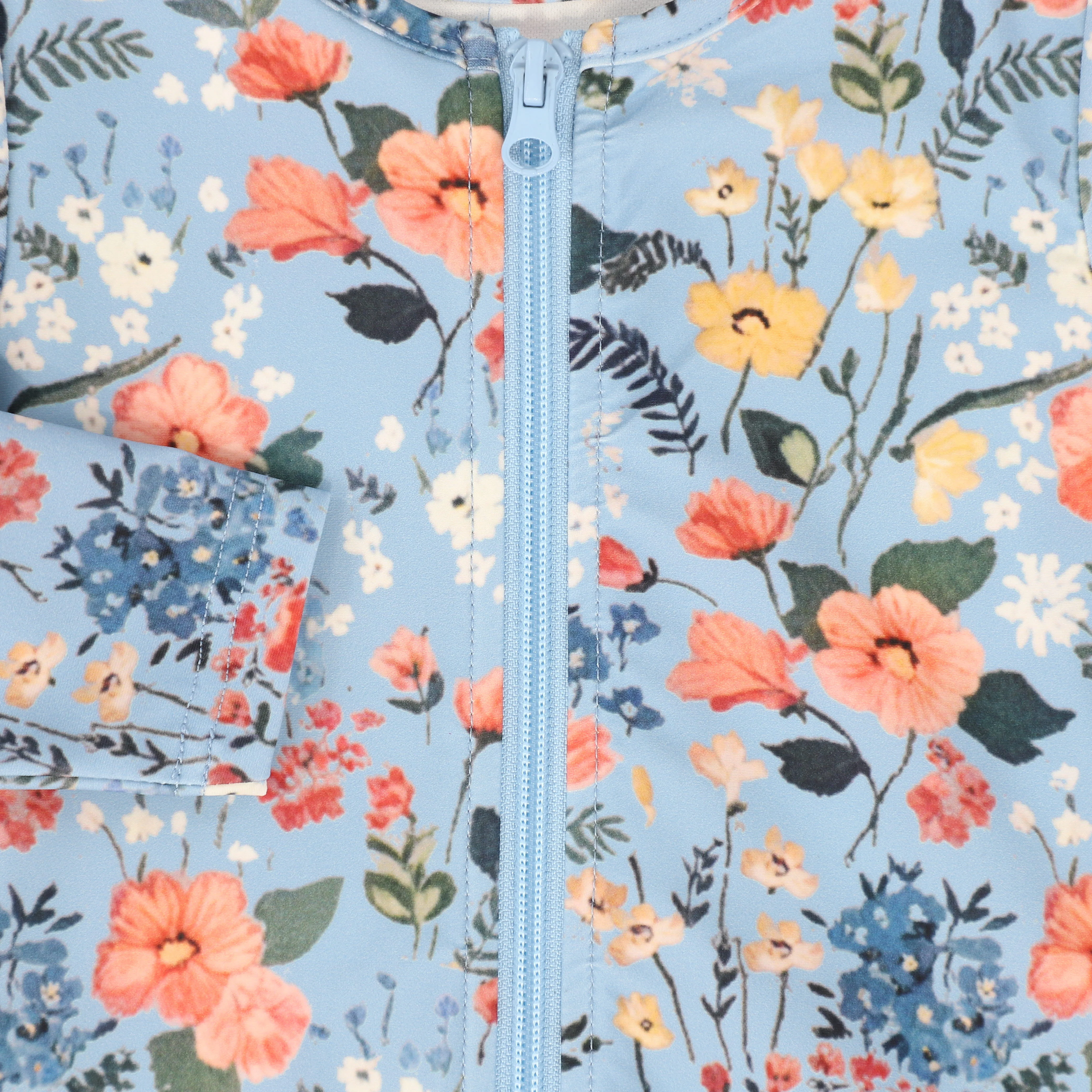 WATER CLUB BLUE FLORAL OUTLINE HALF ZIP SWIMSUIT - Image 3
