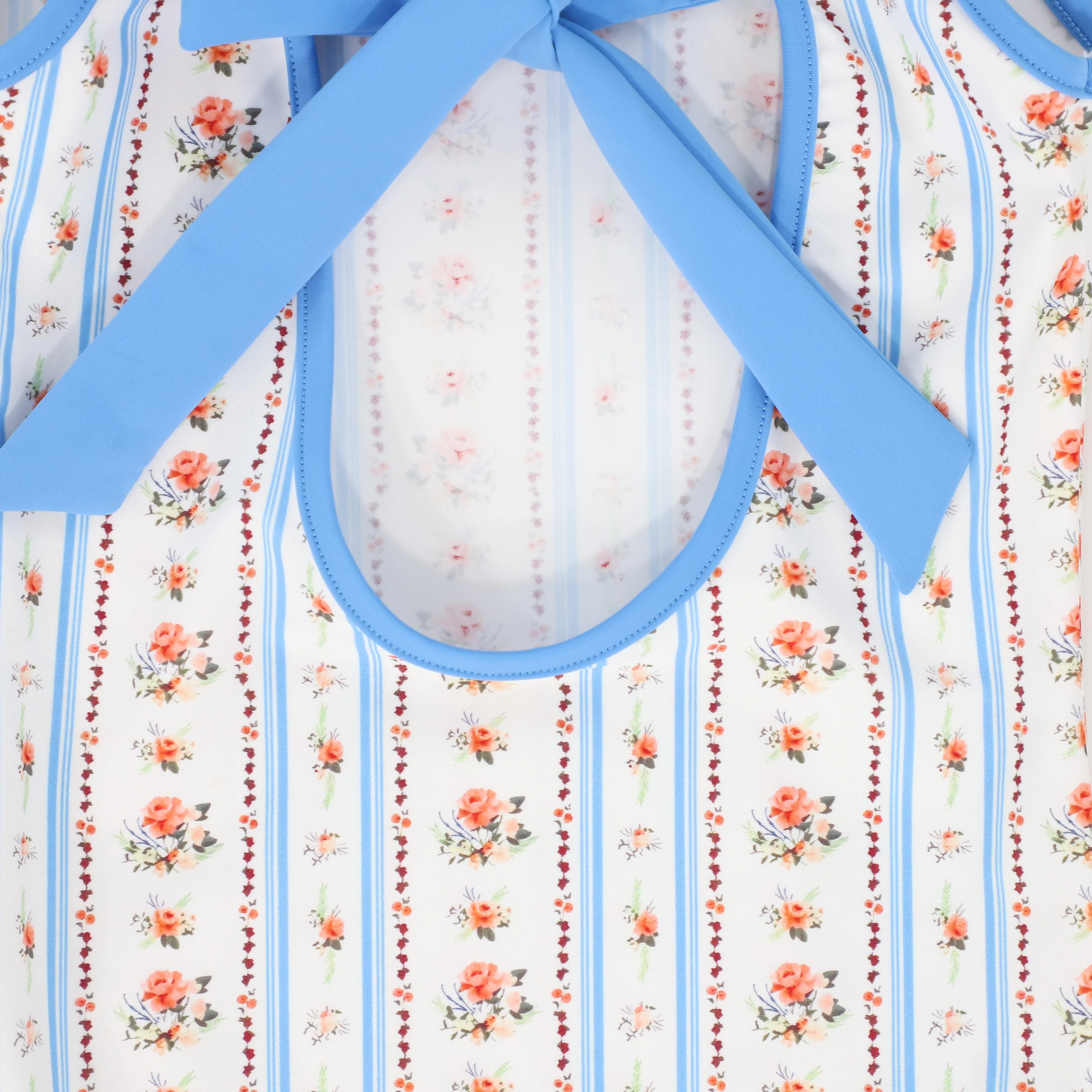 WATER CLUB BLUE FLORAL STRIPE BOW SWIMSUIT - Image 3