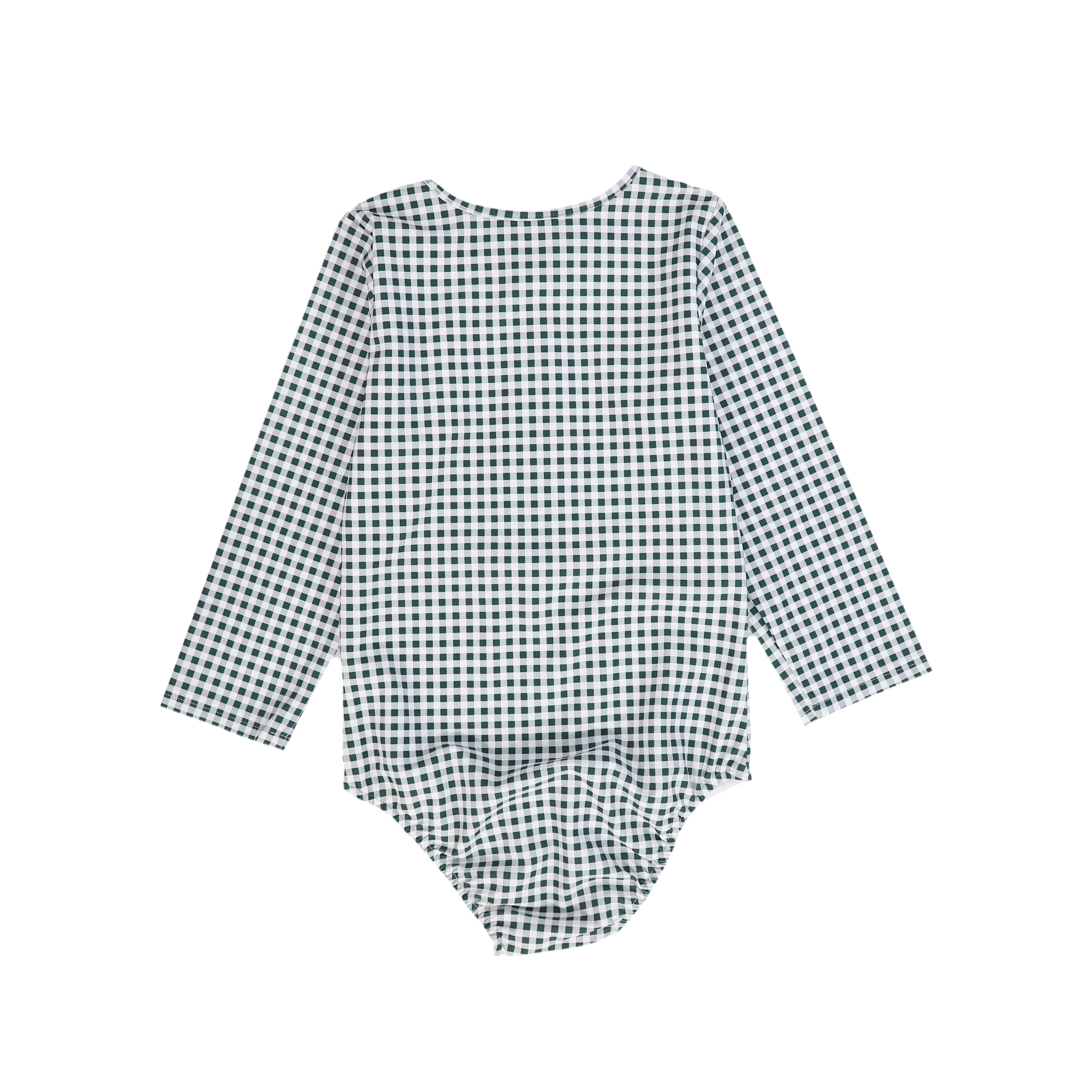 WATER CLUB GREEN GINGHAM HALF ZIP SWIMSUIT [FINAL SALE] - Image 2